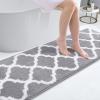 imageOLANLY Bathroom Rugs 47x24 Soft and Absorbent Microfiber Bath Rugs NonSlip Shaggy Shower Carpet Machine Wash Dry Bath Mats for Bathroom Floor Tub and Shower GreyGrey