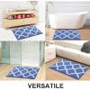 imageOLANLY Bathroom Rugs 47x24 Soft and Absorbent Microfiber Bath Rugs NonSlip Shaggy Shower Carpet Machine Wash Dry Bath Mats for Bathroom Floor Tub and Shower GreyBlue