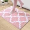imageOLANLY Bathroom Rugs 47x24 Soft and Absorbent Microfiber Bath Rugs NonSlip Shaggy Shower Carpet Machine Wash Dry Bath Mats for Bathroom Floor Tub and Shower GreyPink