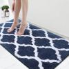 imageOLANLY Bathroom Rugs 47x24 Soft and Absorbent Microfiber Bath Rugs NonSlip Shaggy Shower Carpet Machine Wash Dry Bath Mats for Bathroom Floor Tub and Shower GreyNavy