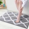 imageOLANLY Bathroom Rugs 47x24 Soft and Absorbent Microfiber Bath Rugs NonSlip Shaggy Shower Carpet Machine Wash Dry Bath Mats for Bathroom Floor Tub and Shower GreyGrey