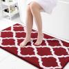 imageOLANLY Bathroom Rugs 47x24 Soft and Absorbent Microfiber Bath Rugs NonSlip Shaggy Shower Carpet Machine Wash Dry Bath Mats for Bathroom Floor Tub and Shower GreyBurgundy