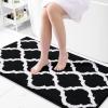 imageOLANLY Bathroom Rugs 47x24 Soft and Absorbent Microfiber Bath Rugs NonSlip Shaggy Shower Carpet Machine Wash Dry Bath Mats for Bathroom Floor Tub and Shower GreyBlack