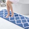 imageOLANLY Bathroom Rugs 47x24 Soft and Absorbent Microfiber Bath Rugs NonSlip Shaggy Shower Carpet Machine Wash Dry Bath Mats for Bathroom Floor Tub and Shower GreyBlue