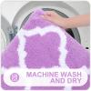 imageOLANLY Bathroom Rugs 47x24 Soft and Absorbent Microfiber Bath Rugs NonSlip Shaggy Shower Carpet Machine Wash Dry Bath Mats for Bathroom Floor Tub and Shower GreyLight Purple