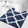 imageOLANLY Bathroom Rugs 47x24 Soft and Absorbent Microfiber Bath Rugs NonSlip Shaggy Shower Carpet Machine Wash Dry Bath Mats for Bathroom Floor Tub and Shower GreyNavy