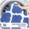 imageOLANLY Bathroom Rugs 47x24 Soft and Absorbent Microfiber Bath Rugs NonSlip Shaggy Shower Carpet Machine Wash Dry Bath Mats for Bathroom Floor Tub and Shower GreyBlue
