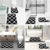 imageOLANLY Bathroom Rugs 47x24 Soft and Absorbent Microfiber Bath Rugs NonSlip Shaggy Shower Carpet Machine Wash Dry Bath Mats for Bathroom Floor Tub and Shower GreyBlack