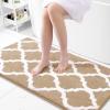 imageOLANLY Bathroom Rugs 47x24 Soft and Absorbent Microfiber Bath Rugs NonSlip Shaggy Shower Carpet Machine Wash Dry Bath Mats for Bathroom Floor Tub and Shower GreyBeige