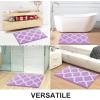imageOLANLY Bathroom Rugs 47x24 Soft and Absorbent Microfiber Bath Rugs NonSlip Shaggy Shower Carpet Machine Wash Dry Bath Mats for Bathroom Floor Tub and Shower GreyLight Purple