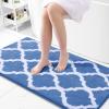 imageOLANLY Bathroom Rugs 47x24 Soft and Absorbent Microfiber Bath Rugs NonSlip Shaggy Shower Carpet Machine Wash Dry Bath Mats for Bathroom Floor Tub and Shower GreyBlue