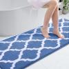 imageOLANLY Bathroom Rugs 47x24 Soft and Absorbent Microfiber Bath Rugs NonSlip Shaggy Shower Carpet Machine Wash Dry Bath Mats for Bathroom Floor Tub and Shower GreyBlue