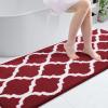 imageOLANLY Bathroom Rugs 47x24 Soft and Absorbent Microfiber Bath Rugs NonSlip Shaggy Shower Carpet Machine Wash Dry Bath Mats for Bathroom Floor Tub and Shower GreyBurgundy