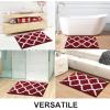 imageOLANLY Bathroom Rugs 47x24 Soft and Absorbent Microfiber Bath Rugs NonSlip Shaggy Shower Carpet Machine Wash Dry Bath Mats for Bathroom Floor Tub and Shower GreyBurgundy