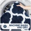 imageOLANLY Bathroom Rugs Set 2 Piece Microfiber Bath Shower Mat and UShaped Toilet Rug Machine Wash Dry NonSlip Absorbent Shaggy Bath Mats for Tub Shower and Bathroom 30quotx20quot24quotx20quot GreyNavy