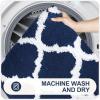 imageOLANLY Bathroom Rugs Set 2 Piece Microfiber Bath Shower Mat and UShaped Toilet Rug Machine Wash Dry NonSlip Absorbent Shaggy Bath Mats for Tub Shower and Bathroom 30quotx20quot24quotx20quot GreyNavy
