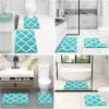 imageOLANLY Bathroom Rugs Set 2 Piece Microfiber Bath Shower Mat and UShaped Toilet Rug Machine Wash Dry NonSlip Absorbent Shaggy Bath Mats for Tub Shower and Bathroom 30quotx20quot24quotx20quot GreyTurquoise