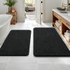 imageOLANLY Bathroom Rugs Sets 2 Piece Soft Absorbent Chenille Bath Mats Area Rug Set NonSlip Quick Dry Machine Washable Bath Mats for Bathroom Home Decor Accessories 30quotx20quot24quotx16quot GreyBlack