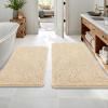 imageOLANLY Bathroom Rugs Sets 2 Piece Soft Absorbent Chenille Bath Mats Area Rug Set NonSlip Quick Dry Machine Washable Bath Mats for Bathroom Home Decor Accessories 30quotx20quot24quotx16quot GreyBeige