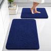 imageOLANLY Bathroom Rugs Sets 2 Piece Soft Absorbent Chenille Bath Mats Area Rug Set NonSlip Quick Dry Machine Washable Bath Mats for Bathroom Home Decor Accessories 30quotx20quot24quotx16quot GreyNavy