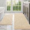 imageOLANLY Bathroom Rugs Sets 2 Piece Soft Absorbent Chenille Bath Mats Area Rug Set NonSlip Quick Dry Machine Washable Bath Mats for Bathroom Home Decor Accessories 30quotx20quot24quotx16quot GreyBeige