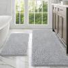 imageOLANLY Bathroom Rugs Sets 2 Piece Soft Absorbent Chenille Bath Mats Area Rug Set NonSlip Quick Dry Machine Washable Bath Mats for Bathroom Home Decor Accessories 30quotx20quot24quotx16quot GreyLight Grey