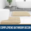 imageOLANLY Bathroom Rugs Sets 2 Piece Soft Absorbent Chenille Bath Mats Area Rug Set NonSlip Quick Dry Machine Washable Bath Mats for Bathroom Home Decor Accessories 30quotx20quot24quotx16quot GreyBeige
