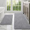 imageOLANLY Bathroom Rugs Sets 2 Piece Soft Absorbent Chenille Bath Mats Area Rug Set NonSlip Quick Dry Machine Washable Bath Mats for Bathroom Home Decor Accessories 30quotx20quot24quotx16quot GreyGrey