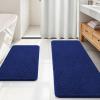 imageOLANLY Bathroom Rugs Sets 2 Piece Soft Absorbent Chenille Bath Mats Area Rug Set NonSlip Quick Dry Machine Washable Bath Mats for Bathroom Home Decor Accessories 30quotx20quot24quotx16quot GreyNavy