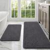 imageOLANLY Bathroom Rugs Sets 2 Piece Soft Absorbent Chenille Bath Mats Area Rug Set NonSlip Quick Dry Machine Washable Bath Mats for Bathroom Home Decor Accessories 30quotx20quot24quotx16quot GreyDark Grey