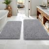 imageOLANLY Bathroom Rugs Sets 2 Piece Soft Absorbent Chenille Bath Mats Area Rug Set NonSlip Quick Dry Machine Washable Bath Mats for Bathroom Home Decor Accessories 30quotx20quot24quotx16quot GreyGrey