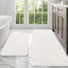 imageOLANLY Bathroom Rugs Sets 2 Piece Soft Absorbent Chenille Bath Mats Area Rug Set NonSlip Quick Dry Machine Washable Bath Mats for Bathroom Home Decor Accessories 30quotx20quot24quotx16quot GreyIvory