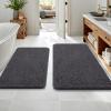 imageOLANLY Bathroom Rugs Sets 2 Piece Soft Absorbent Chenille Bath Mats Area Rug Set NonSlip Quick Dry Machine Washable Bath Mats for Bathroom Home Decor Accessories 30quotx20quot24quotx16quot GreyDark Grey