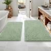 imageOLANLY Bathroom Rugs Sets 2 Piece Soft Absorbent Chenille Bath Mats Area Rug Set NonSlip Quick Dry Machine Washable Bath Mats for Bathroom Home Decor Accessories 30quotx20quot24quotx16quot GreySage Green