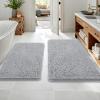 imageOLANLY Bathroom Rugs Sets 2 Piece Soft Absorbent Chenille Bath Mats Area Rug Set NonSlip Quick Dry Machine Washable Bath Mats for Bathroom Home Decor Accessories 30quotx20quot24quotx16quot GreyLight Grey