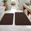 imageOLANLY Bathroom Rugs Sets 2 Piece Soft Absorbent Chenille Bath Mats Area Rug Set NonSlip Quick Dry Machine Washable Bath Mats for Bathroom Home Decor Accessories 30quotx20quot24quotx16quot GreyBrown