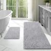 imageOLANLY Bathroom Rugs Sets 2 Piece Soft Absorbent Chenille Bath Mats Area Rug Set NonSlip Quick Dry Machine Washable Bath Mats for Bathroom Home Decor Accessories 30quotx20quot24quotx16quot GreyLight Grey