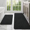 imageOLANLY Bathroom Rugs Sets 2 Piece Soft Absorbent Chenille Bath Mats Area Rug Set NonSlip Quick Dry Machine Washable Bath Mats for Bathroom Home Decor Accessories 30quotx20quot24quotx16quot GreyBlack
