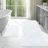 imageOLANLY Bathroom Rugs Sets 2 Piece Soft Absorbent Chenille Bath Mats Area Rug Set NonSlip Quick Dry Machine Washable Bath Mats for Bathroom Home Decor Accessories 30quotx20quot24quotx16quot GreyWhite
