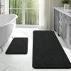 imageOLANLY Bathroom Rugs Sets 2 Piece Soft Absorbent Chenille Bath Mats Area Rug Set NonSlip Quick Dry Machine Washable Bath Mats for Bathroom Home Decor Accessories 30quotx20quot24quotx16quot GreyBlack