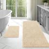 imageOLANLY Bathroom Rugs Sets 2 Piece Soft Absorbent Chenille Bath Mats Area Rug Set NonSlip Quick Dry Machine Washable Bath Mats for Bathroom Home Decor Accessories 30quotx20quot24quotx16quot GreyBeige