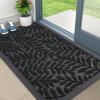 imageOLANLY Door Mat Indoor Outdoor Entrance 295x17 Waterproof AllWeather AllSeason Doormat Sturdy Natural Rubber Stain and Fade Resistant Low Profile Easy Clean Patio Entryway Mat BlackBlack