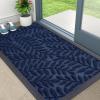 imageOLANLY Door Mat Indoor Outdoor Entrance 295x17 Waterproof AllWeather AllSeason Doormat Sturdy Natural Rubber Stain and Fade Resistant Low Profile Easy Clean Patio Entryway Mat BlackNavy