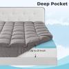 imageOLANLY DualLayer 4 Inch King Size Memory Foam Mattress Topper for Back Pain 2 Inch Cooling Pillow Top Mattress Pad Cover and 2 Inch Gel Memory Foam Topper Deep Elastic Pocket WhiteLight Grey