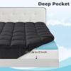 imageOLANLY DualLayer 4 Inch King Size Memory Foam Mattress Topper for Back Pain 2 Inch Cooling Pillow Top Mattress Pad Cover and 2 Inch Gel Memory Foam Topper Deep Elastic Pocket WhiteBlack
