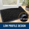 imageOLANLY Front Door Mat Indoor Outdoor Entrance Waterproof AllSeason AllWeather Welcome Doormat Sturdy Natural Rubber Low Profile Easy Clean Patio Porch Entryway Outside Floor Mat 295x17 BlackJet Black