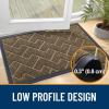 imageOLANLY Front Door Mat Indoor Outdoor Entrance Waterproof AllSeason AllWeather Welcome Doormat Sturdy Natural Rubber Low Profile Easy Clean Patio Porch Entryway Outside Floor Mat 295x17 BlackBrown