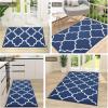 imageOLANLY Indoor Door Mat 30x17 NonSlip Absorbent Resist Dirt Entrance Mat Washable LowProfile Inside Floor Doormats for Entryway BrownNavy