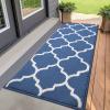 imageOLANLY Indoor Door Mat 30x17 NonSlip Absorbent Resist Dirt Entrance Mat Washable LowProfile Inside Floor Doormats for Entryway BrownNavy