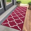 imageOLANLY Indoor Door Mat 30x17 NonSlip Absorbent Resist Dirt Entrance Mat Washable LowProfile Inside Floor Doormats for Entryway BrownRed